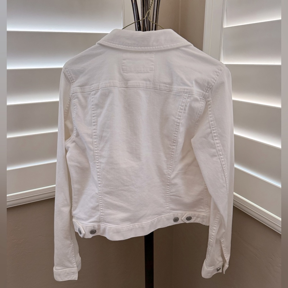 ANN TAYLOR LOFT WHITE DENIM TRUCKER JEAN JACKET SIZE S - Picture 4 of 8